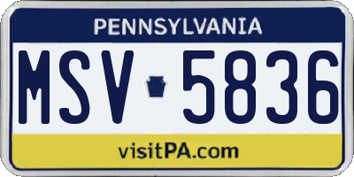 PA license plate MSV5836