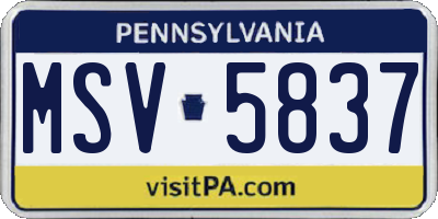 PA license plate MSV5837
