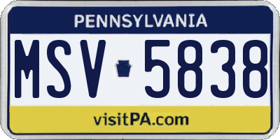 PA license plate MSV5838