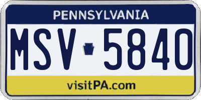 PA license plate MSV5840