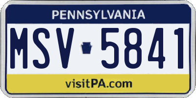 PA license plate MSV5841