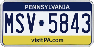 PA license plate MSV5843