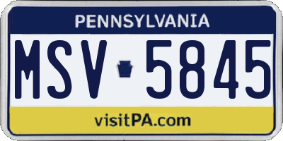 PA license plate MSV5845
