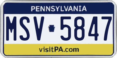PA license plate MSV5847