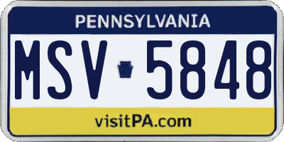 PA license plate MSV5848