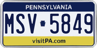 PA license plate MSV5849