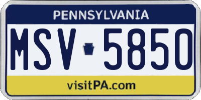 PA license plate MSV5850
