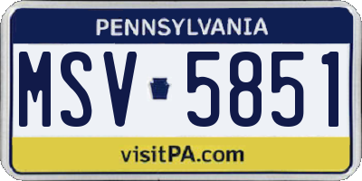 PA license plate MSV5851