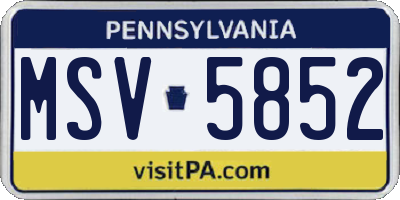 PA license plate MSV5852
