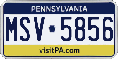 PA license plate MSV5856