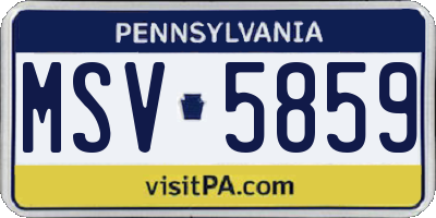 PA license plate MSV5859