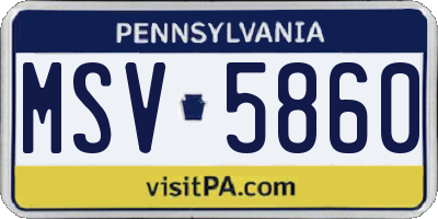 PA license plate MSV5860