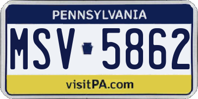 PA license plate MSV5862