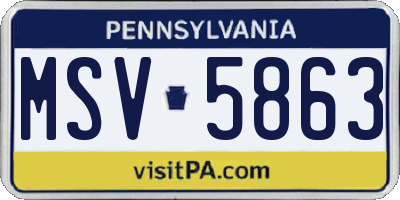 PA license plate MSV5863