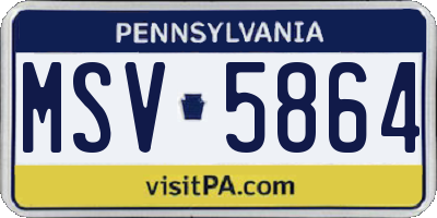 PA license plate MSV5864