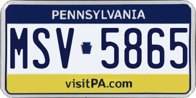 PA license plate MSV5865