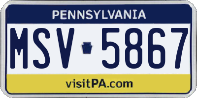 PA license plate MSV5867