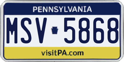 PA license plate MSV5868