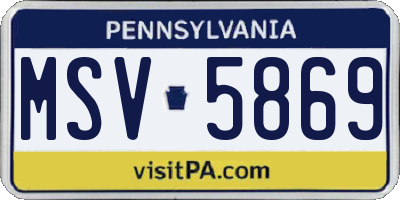 PA license plate MSV5869