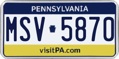 PA license plate MSV5870