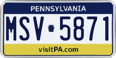 PA license plate MSV5871