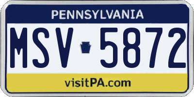 PA license plate MSV5872
