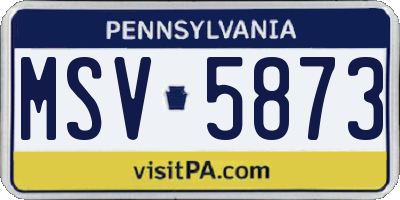 PA license plate MSV5873