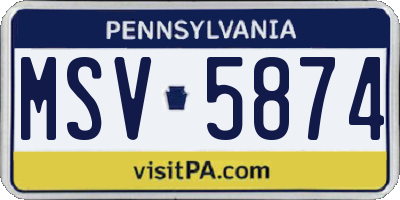 PA license plate MSV5874