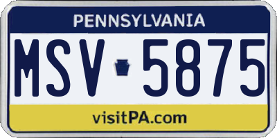 PA license plate MSV5875