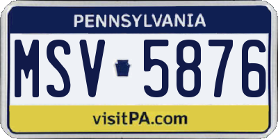 PA license plate MSV5876
