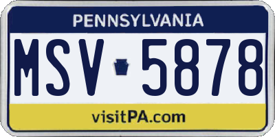 PA license plate MSV5878