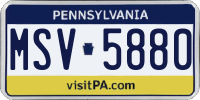 PA license plate MSV5880