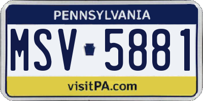 PA license plate MSV5881