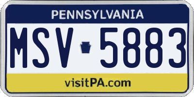 PA license plate MSV5883