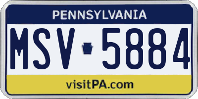 PA license plate MSV5884