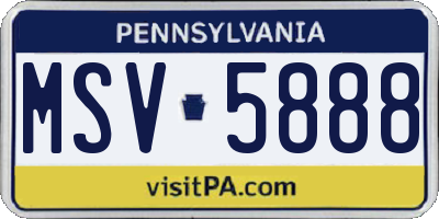 PA license plate MSV5888