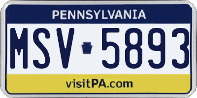 PA license plate MSV5893