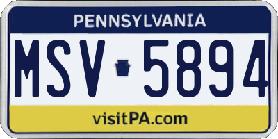 PA license plate MSV5894