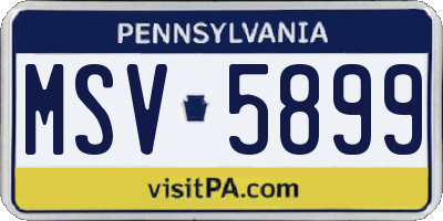 PA license plate MSV5899