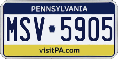 PA license plate MSV5905