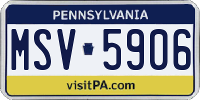 PA license plate MSV5906