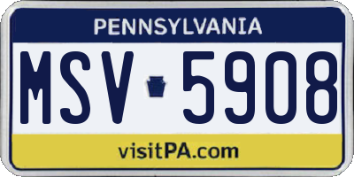 PA license plate MSV5908