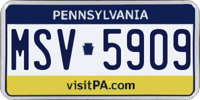 PA license plate MSV5909