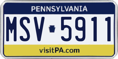 PA license plate MSV5911