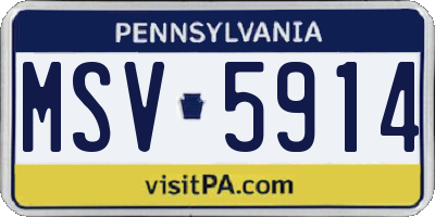 PA license plate MSV5914