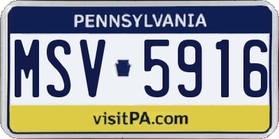 PA license plate MSV5916