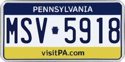 PA license plate MSV5918