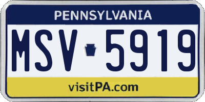 PA license plate MSV5919