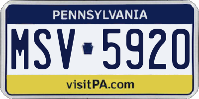 PA license plate MSV5920