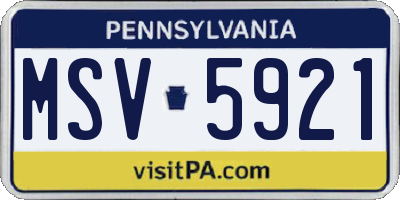 PA license plate MSV5921